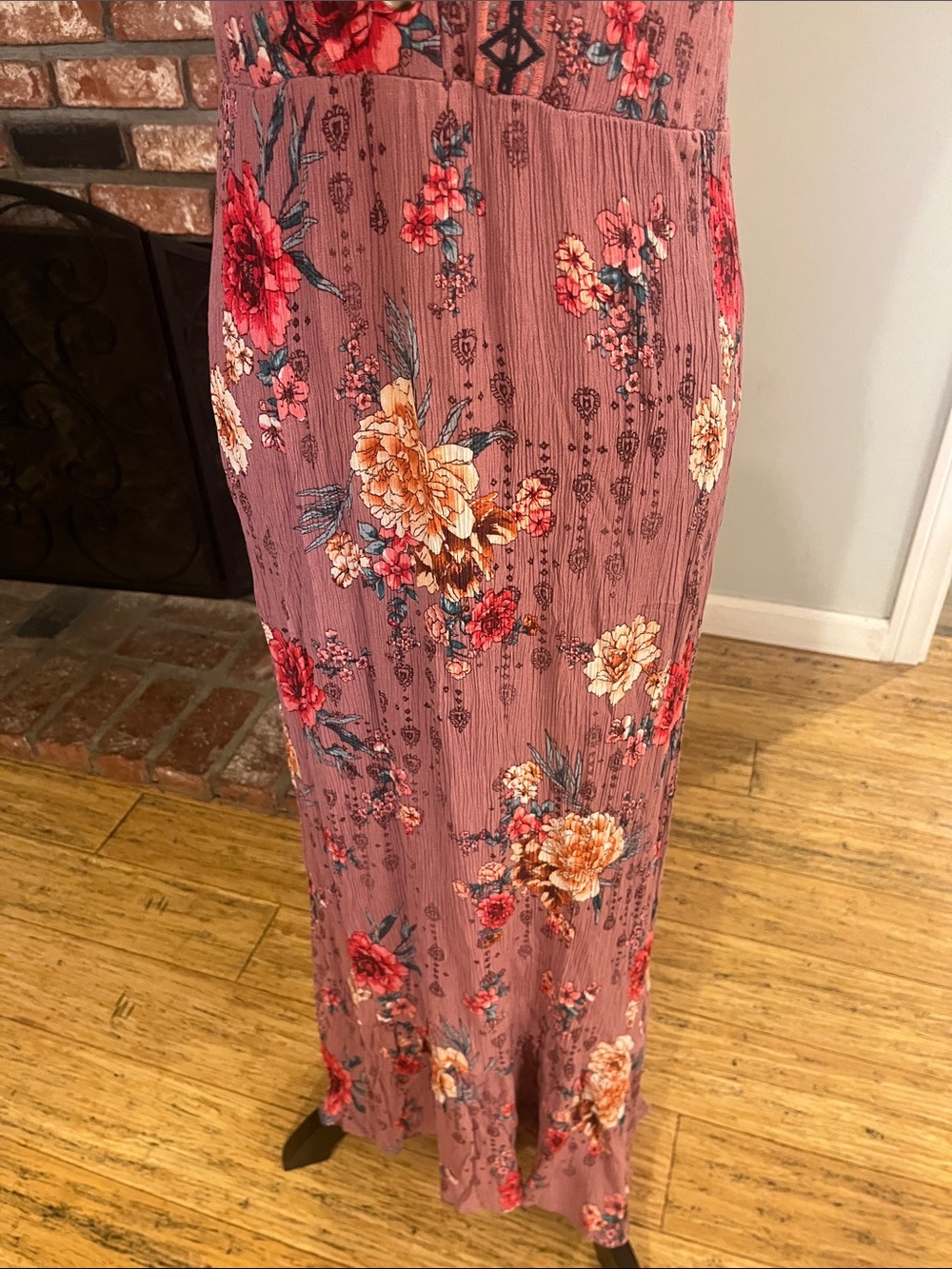 Knox Rose Dusty Rose Floral Button-Front Maxi Dress - Picture 3 of 5